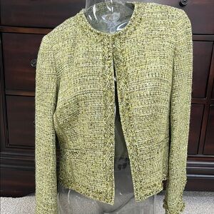 Vintage Talbots Women's Green Tweed Open Front Jacket